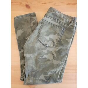 Gap Always Skinny Jeans Womens 29p Green Camo Camouflage Mid Rise Stretch Pants